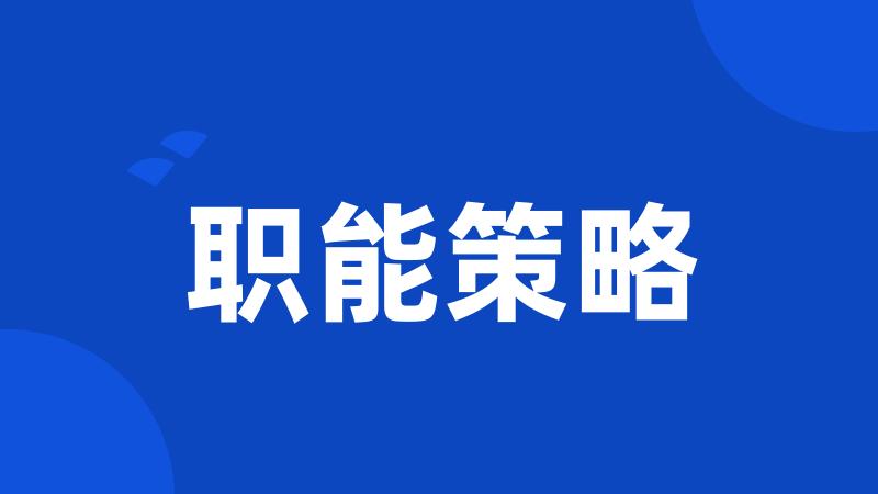 职能策略