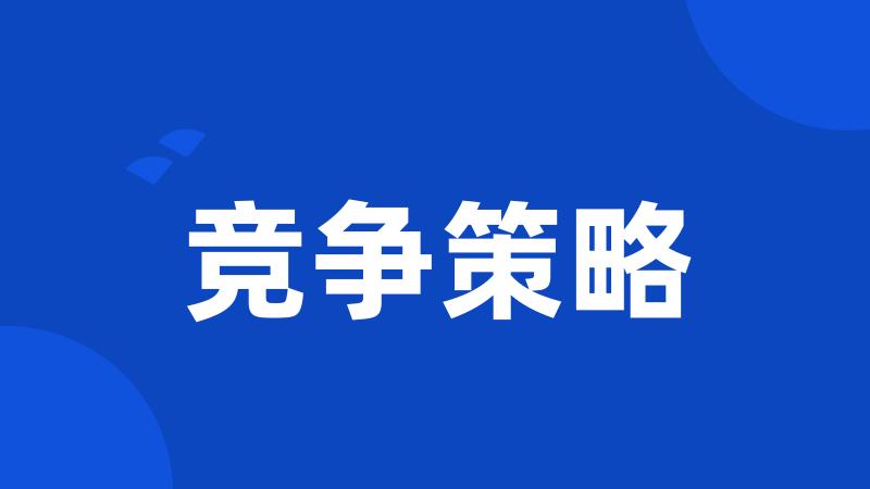 竞争策略