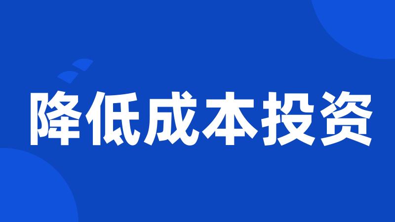降低成本投资