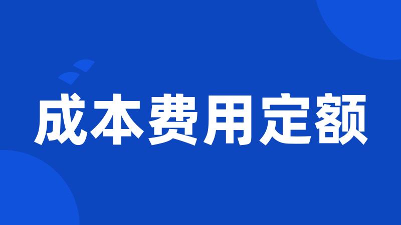 成本费用定额