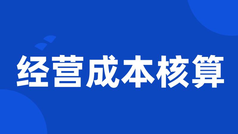 经营成本核算