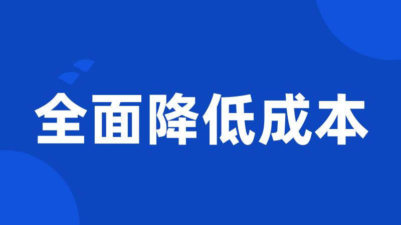 全面降低成本