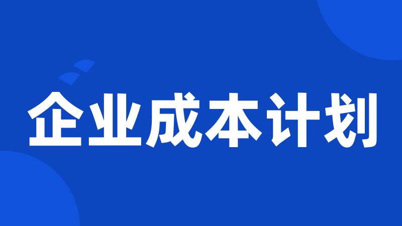企业成本计划
