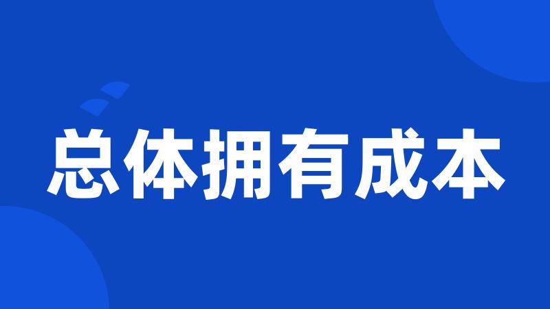 总体拥有成本