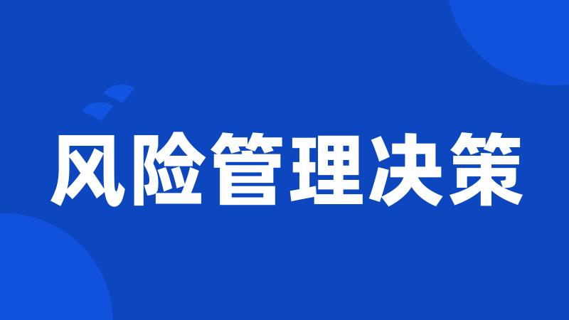 风险管理决策