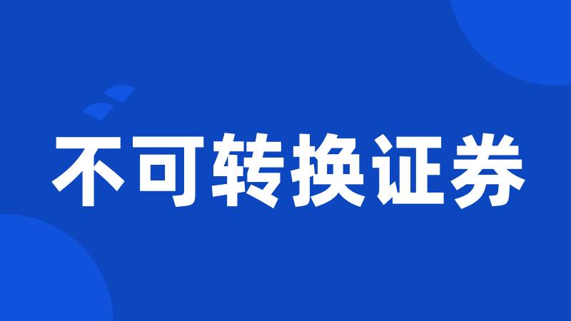 不可转换证券