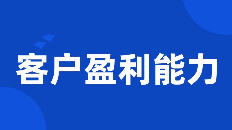 客户盈利能力