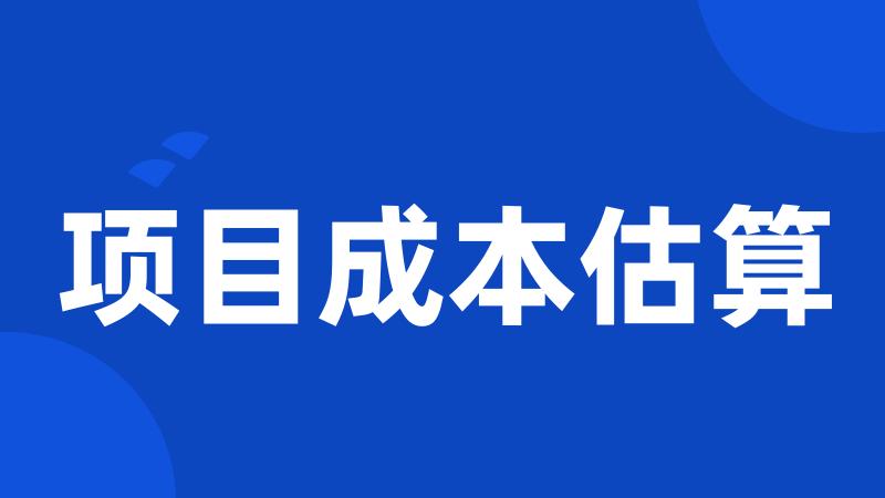 项目成本估算