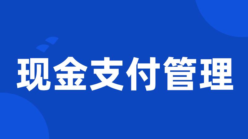 现金支付管理