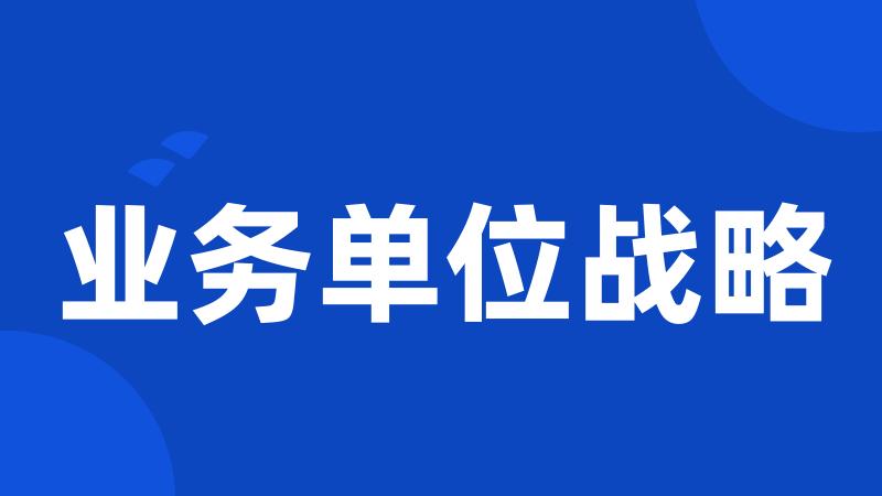 业务单位战略