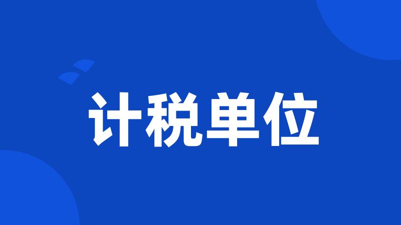 计税单位