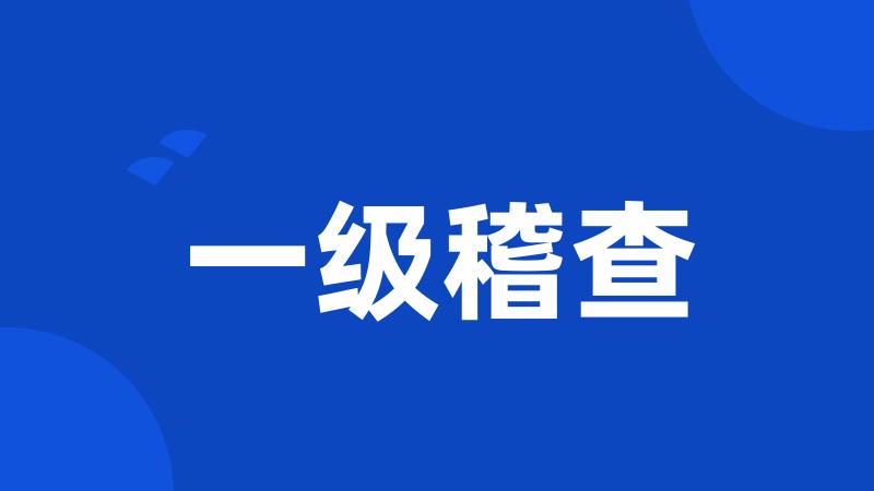 一级稽查