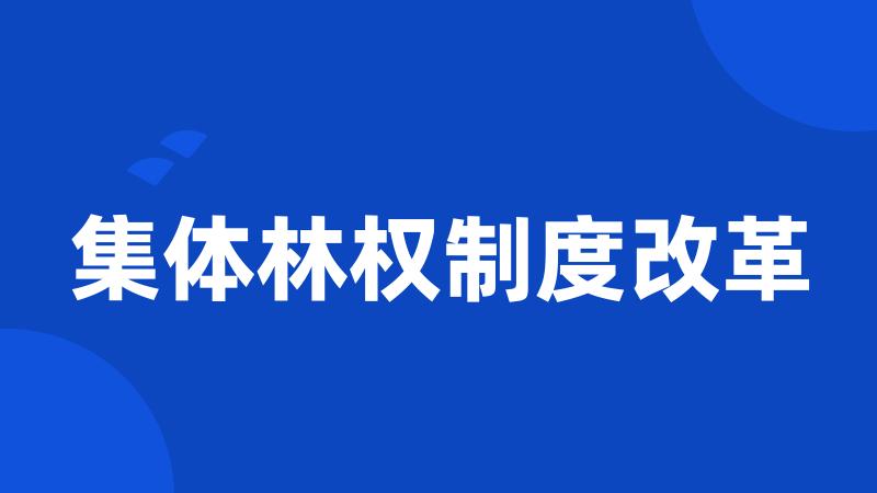 集体林权制度改革