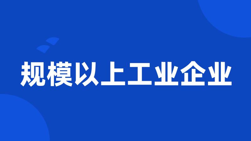规模以上工业企业