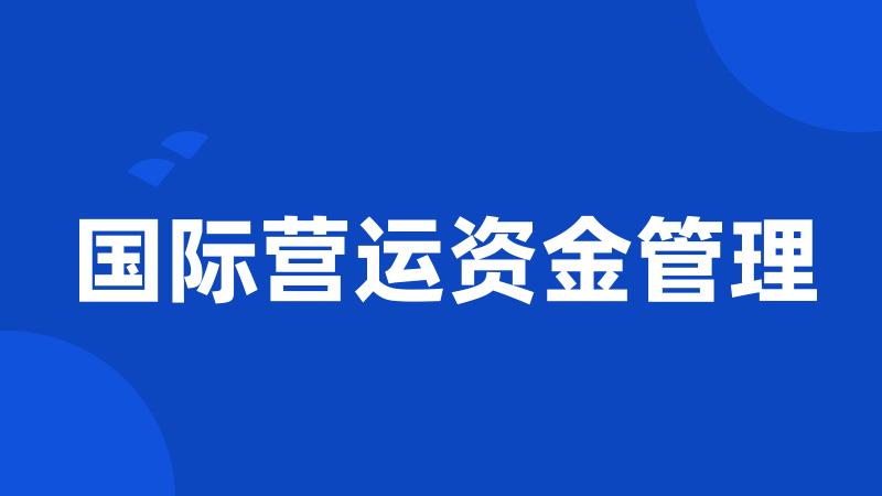 国际营运资金管理