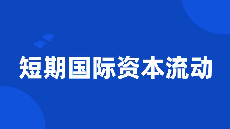 短期国际资本流动