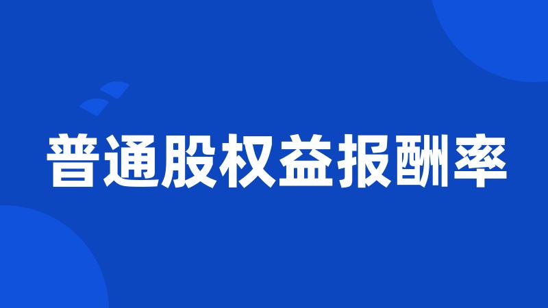 普通股权益报酬率