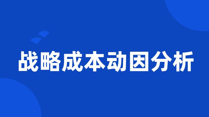 战略成本动因分析
