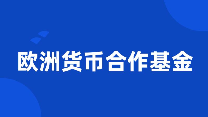 欧洲货币合作基金