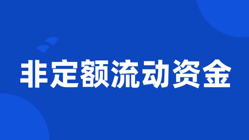 非定额流动资金