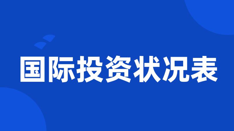国际投资状况表