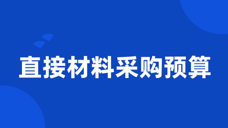 直接材料采购预算