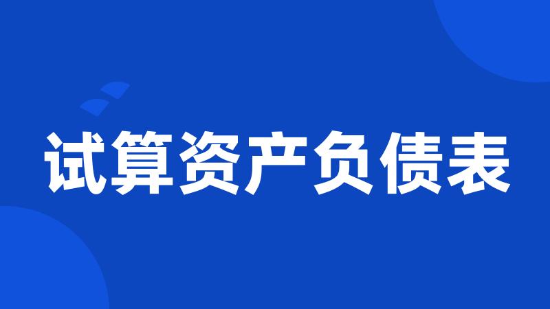 试算资产负债表