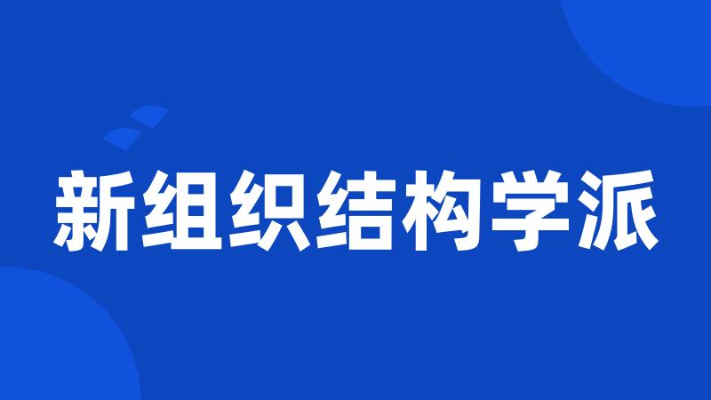 新组织结构学派