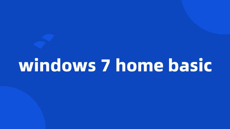 windows 7 home basic