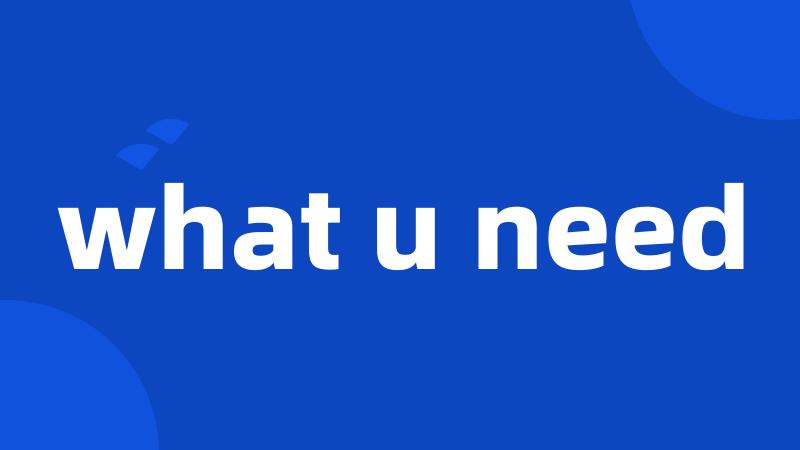 what u need