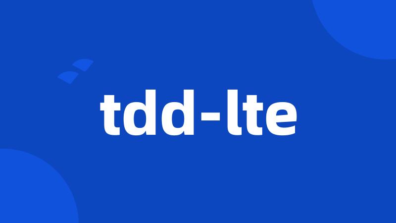 tdd-lte