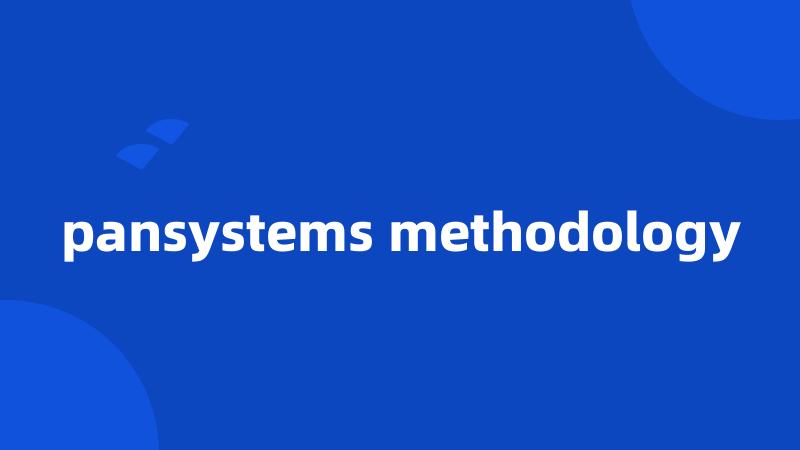 pansystems methodology