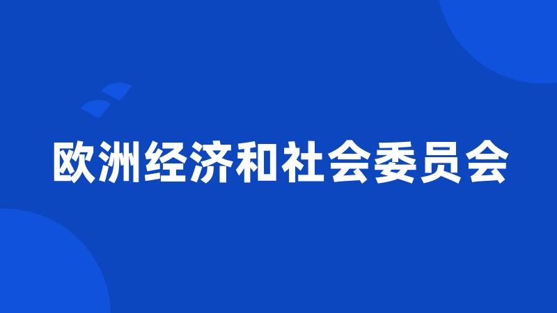 欧洲经济和社会委员会