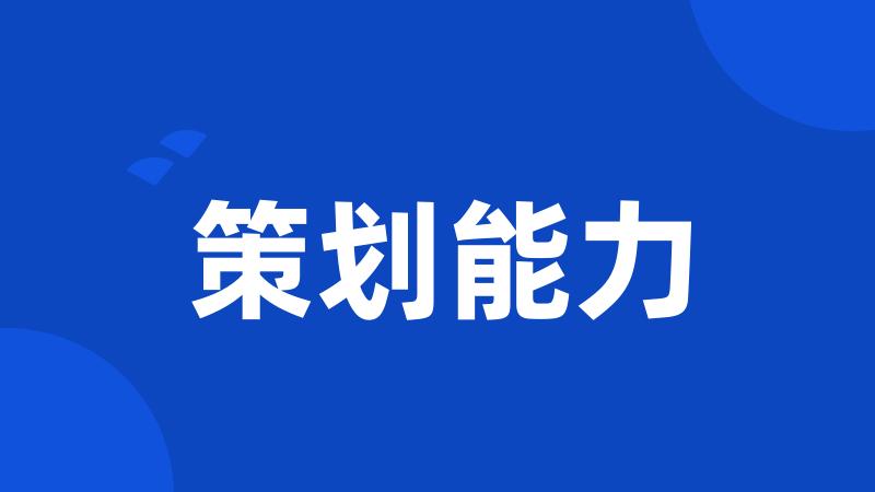策划能力