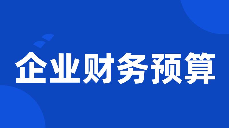 企业财务预算