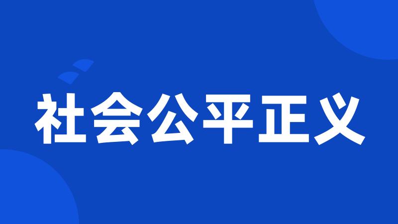 社会公平正义