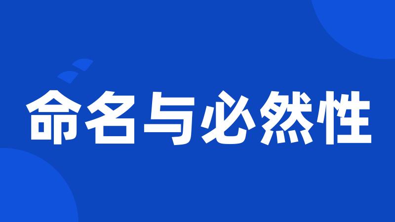 命名与必然性