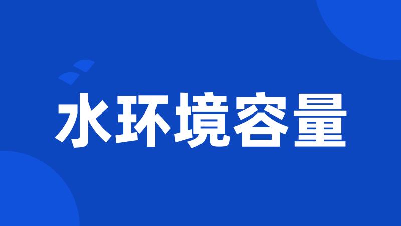 水环境容量
