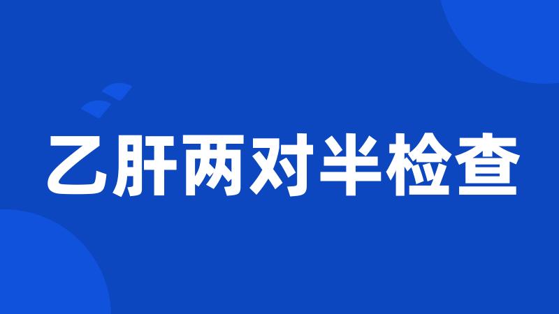 乙肝两对半检查