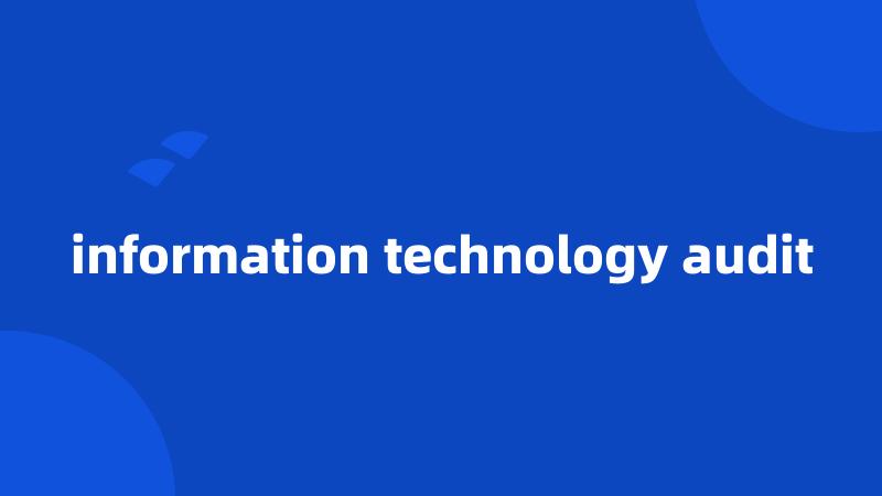 information technology audit