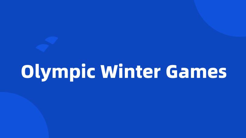 Olympic Winter Games