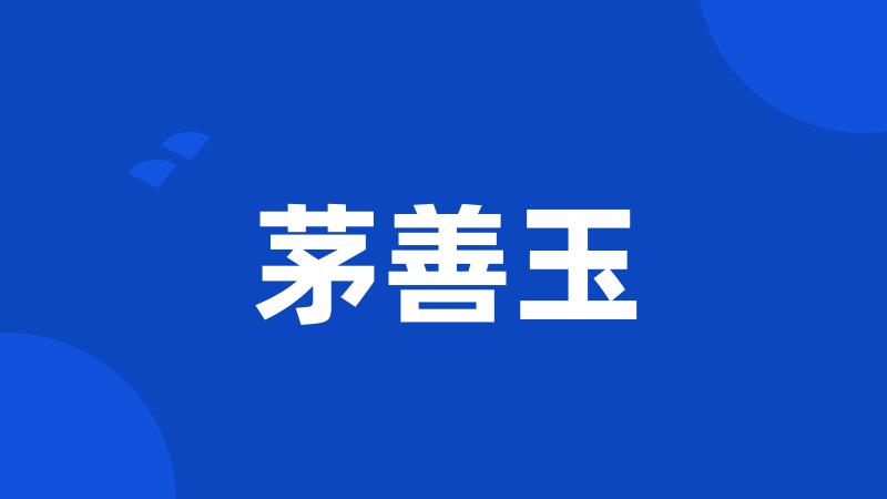 茅善玉