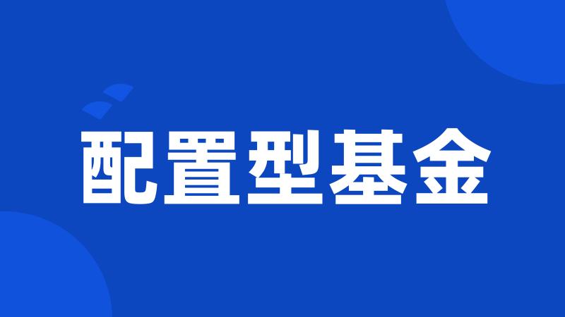 配置型基金