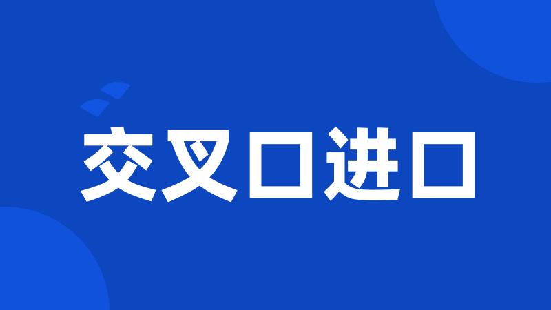 交叉口进口