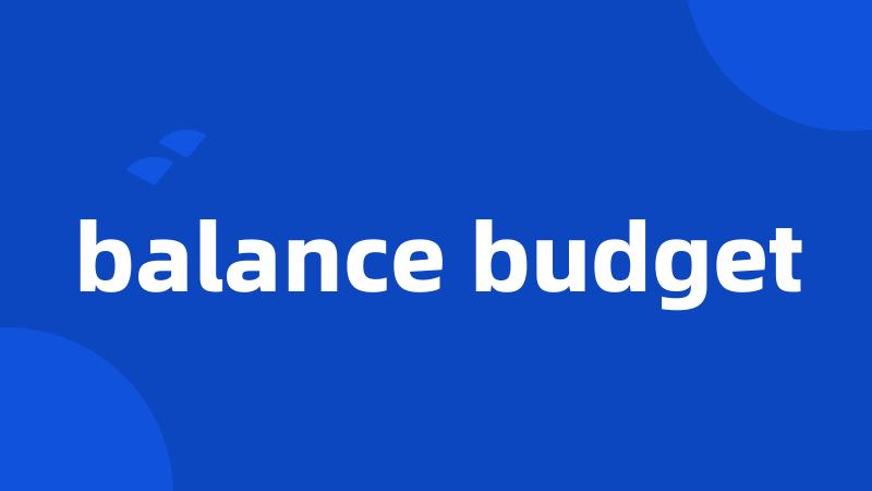 balance budget