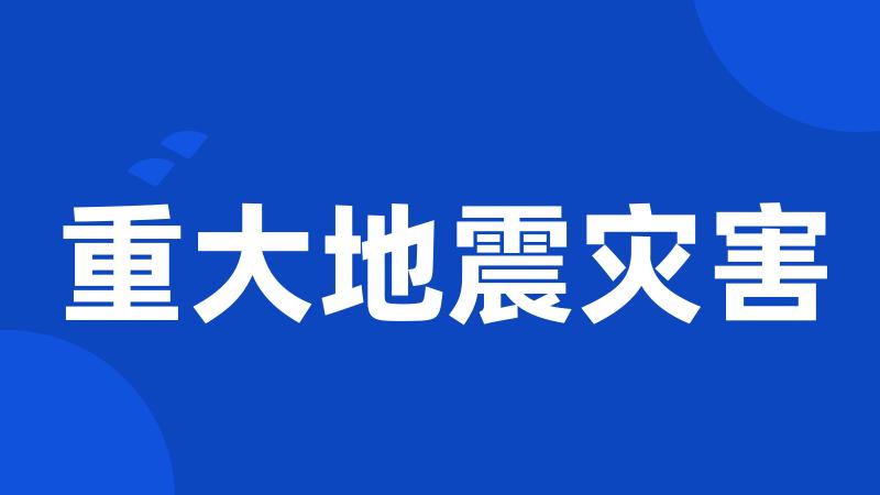重大地震灾害