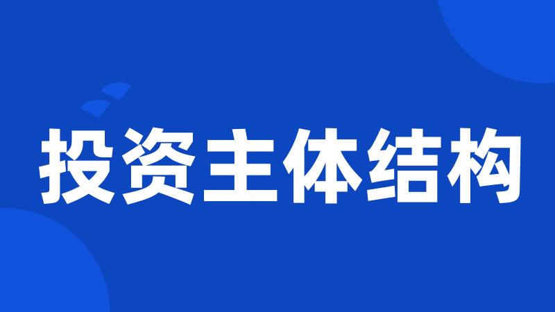 投资主体结构