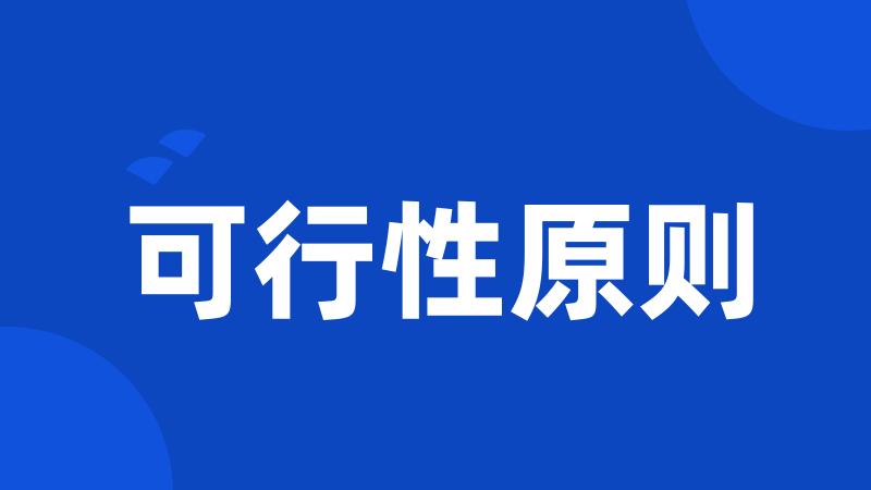 可行性原则