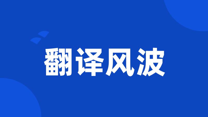 翻译风波