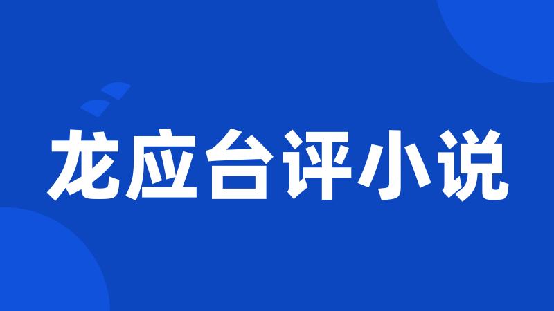 龙应台评小说